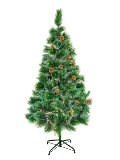 Сосна искусственная новогодняя заснежанная с шишками 180см МС09-22