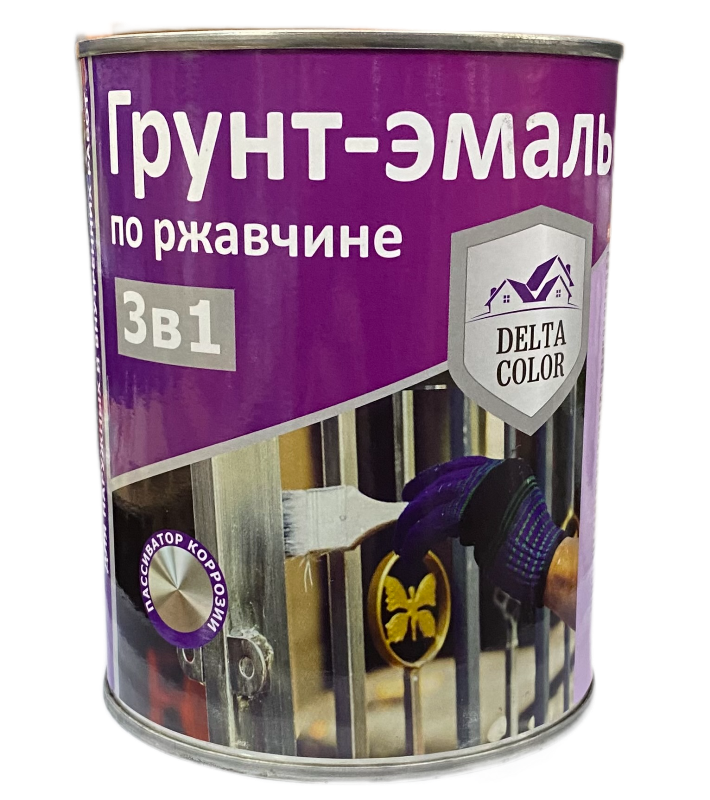 Грунт-эмаль Delta Color по ржавчине 3в1 белый 0,8кг48757- купить в АПлайн