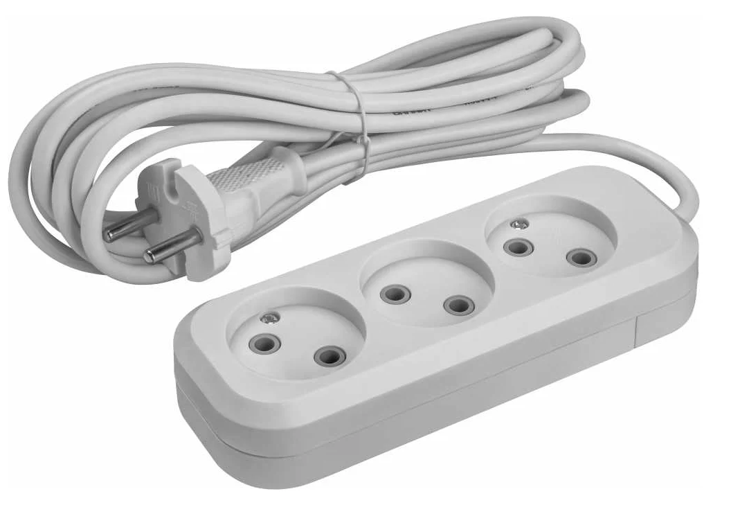 Удлинитель 3х5м без заземления 10А(2х1мм2) Онлайт OPE-S-03-500-X-2x1 90509