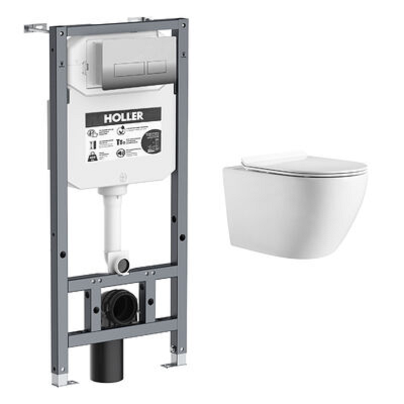 Инсталляция HOLLER K133-A04 в компл. Унитаз подвес. HOLLER WALL безобод. Клав. смыва К5231 хром, 2ч.