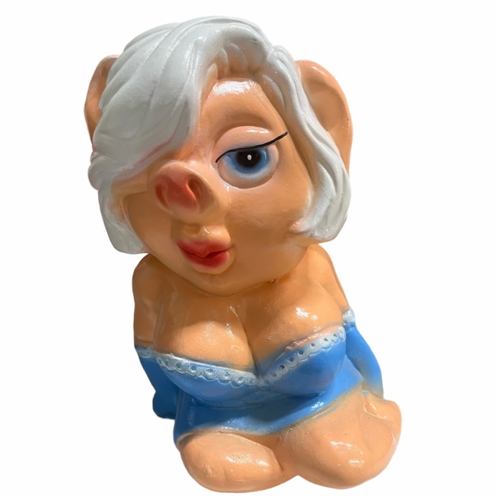 Фигура садовая гипс Хрюша-модница арт.121