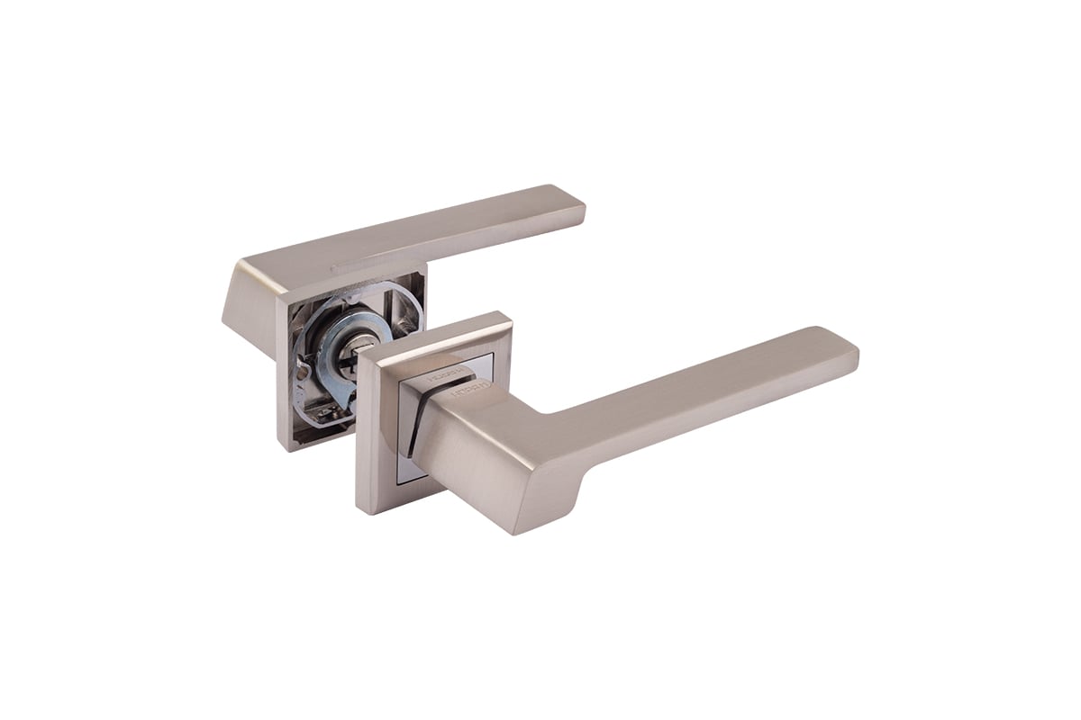 Ручка дверная на розетке НОРА-М AL 111K (квадрат) матовый никель