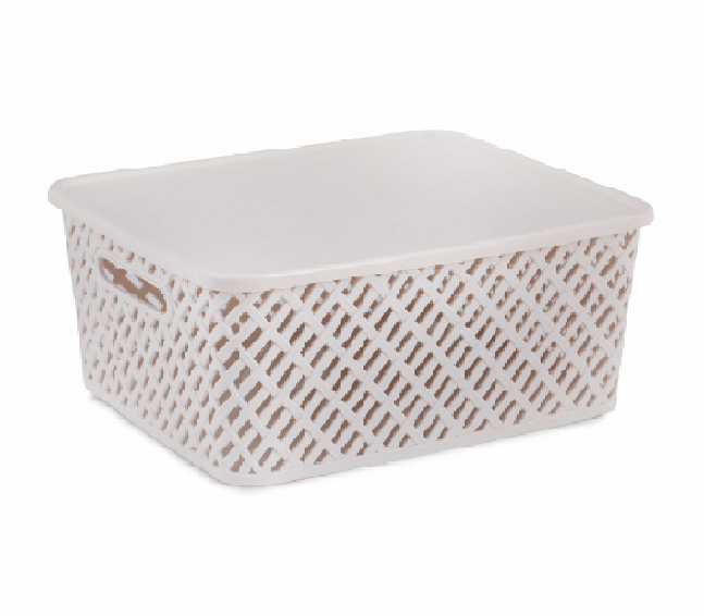 Корзина пласт. Плетенка бежевая 355х305х180мм М3557