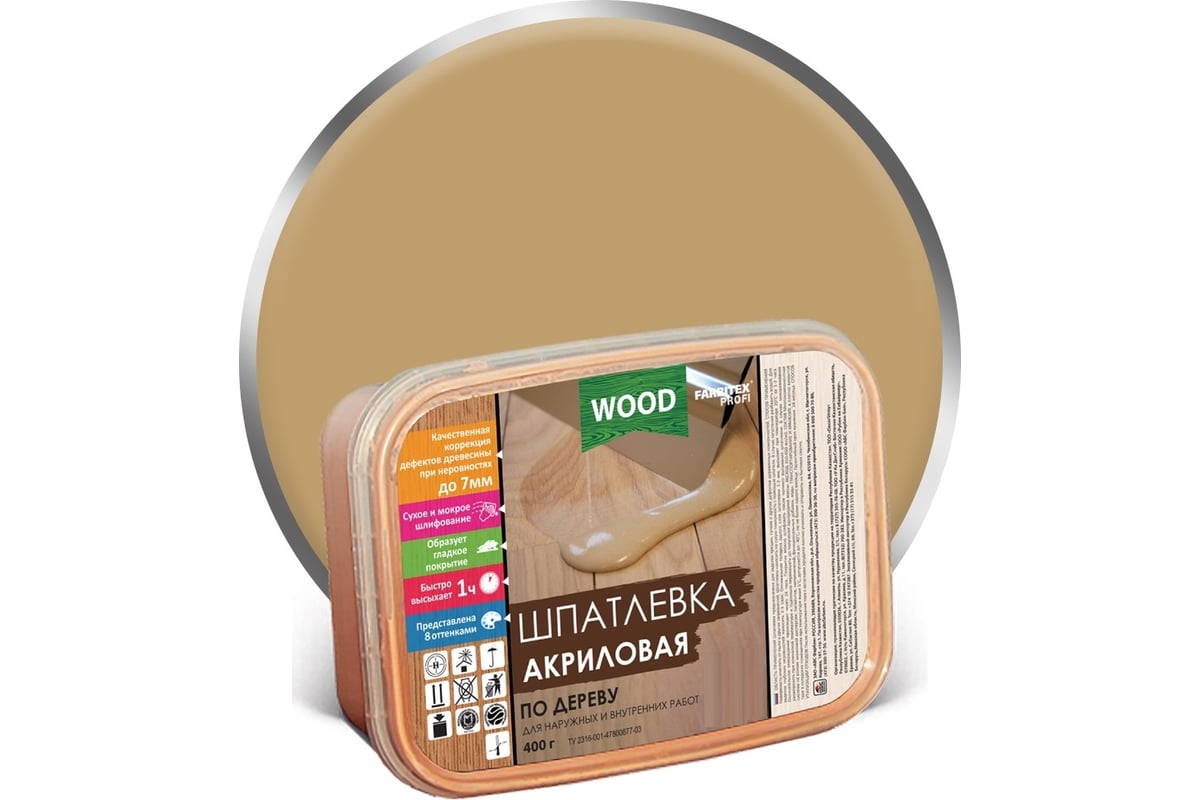 Шпатлевка акриловая FARBITEX PROFI WOOD по дереву дуб 0,25л4300004764- купить в АПлайн