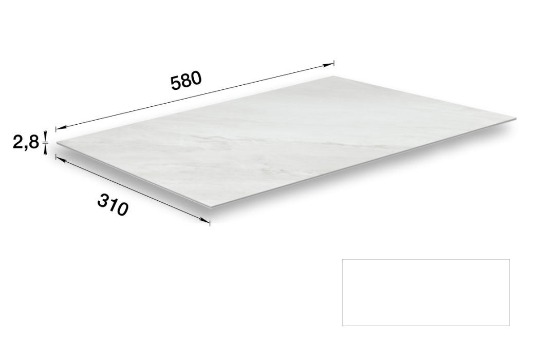 SPC-плитка стеновая 001 Белый 310х580х2,8мм "Идеал Керама" 