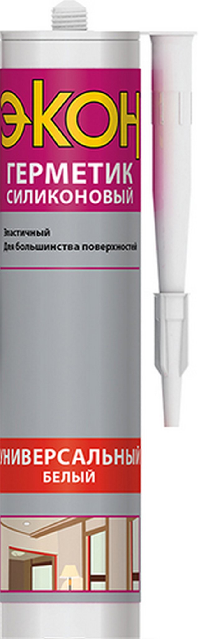 Герметик силиконовый универсальный ЭКОН прозрачный 280мл /1495589,2229420/
