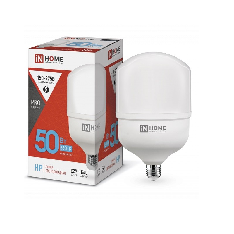 Лампа св/д LED-HP-PRO высокомощ E27 50Вт 4750lm 6500K 213x125 IN HOME 2031125