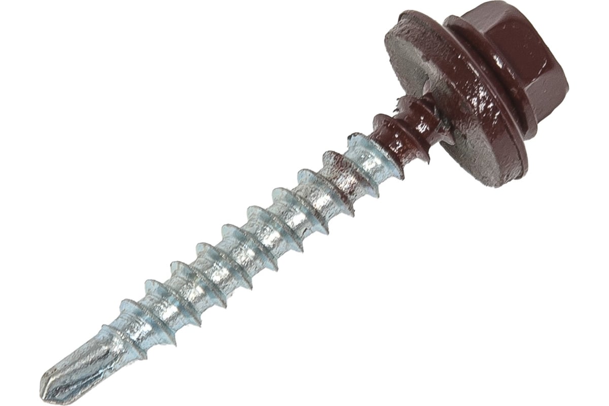 Саморез кровельный RAL8017 4,8х38 шок.-коричневые (200шт) 420288 БК