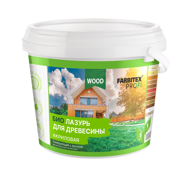 Лазурь акриловая FARBITEX PROFI WOOD для дерева защитно-красящая белый 5л