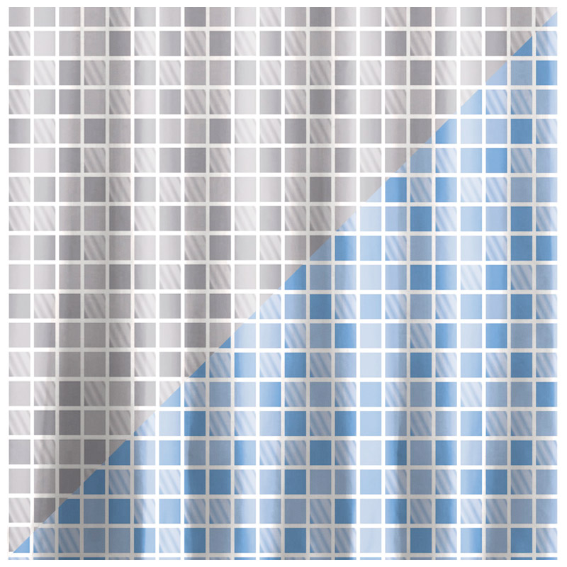 Штора для ванной комнаты "РЫЖИЙ КОТ" Клетка микс серый и голубой 180х180 см PEVA арт. 008351