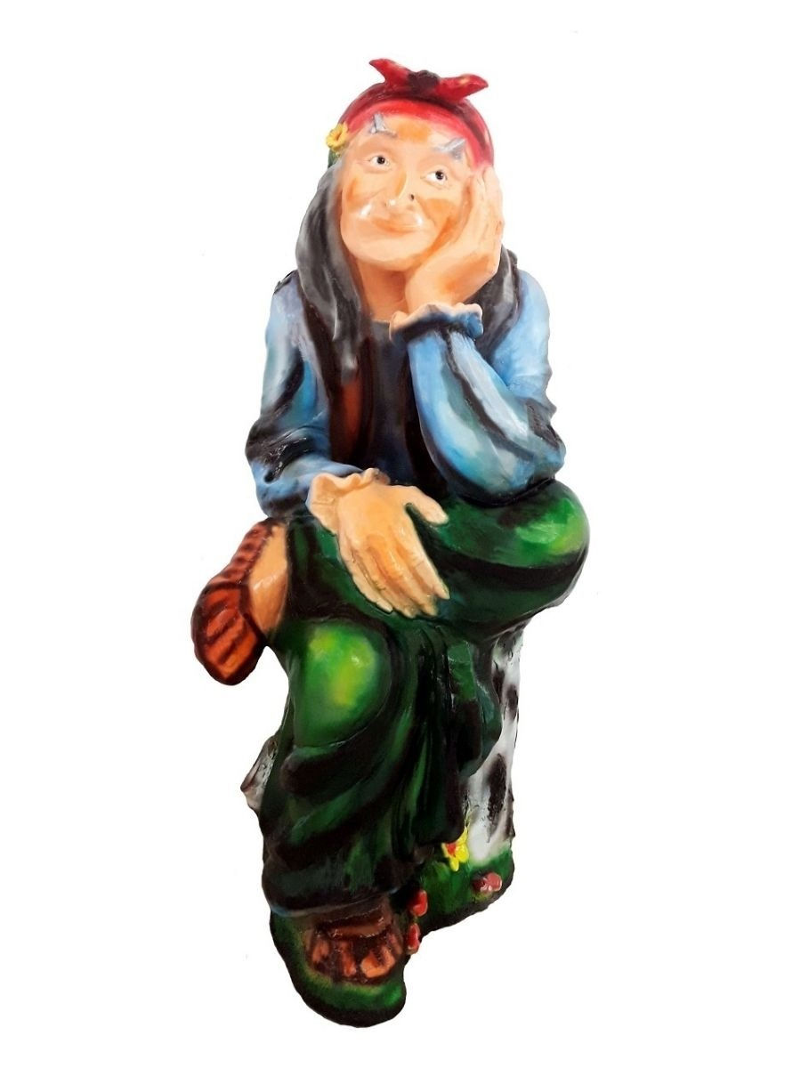 Фигура садовая гипс Баба Яга на пне 770х400мм арт.327