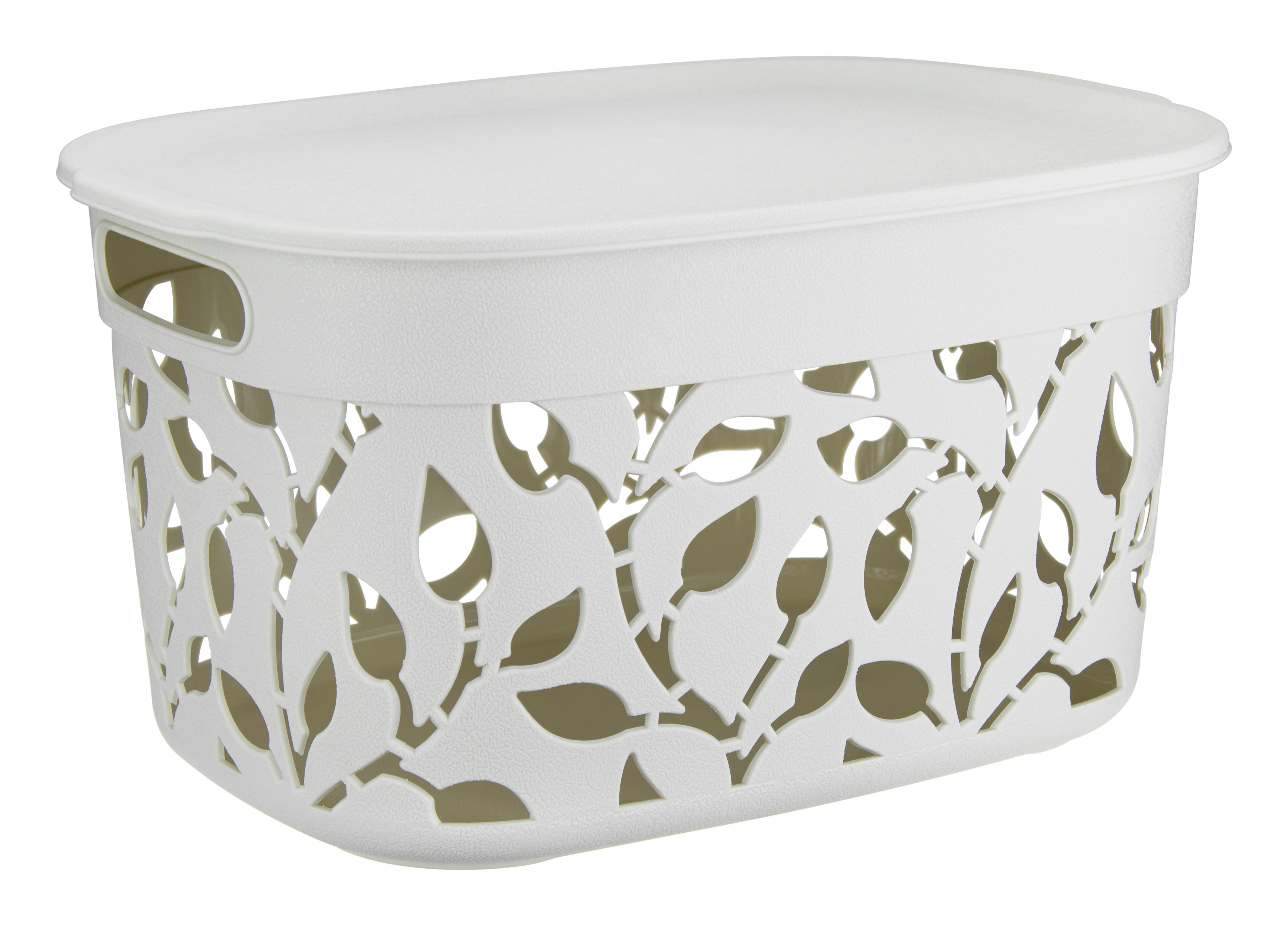 Коробка пласт. Флора 12л с крышкой белый ротанг М 2363