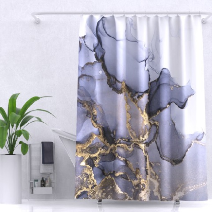 Штора для ванной комнаты ZALEL Marble 180х200 полиэстерс, кольцами, с утяжелителем YT-Marble162 - YT-Marble162 - купить в АПлайн