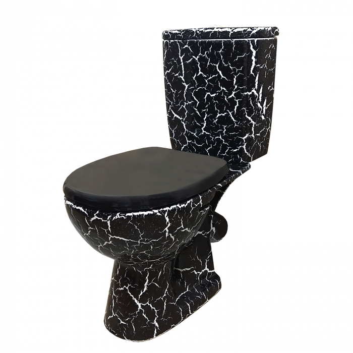 Унитаз-компакт "УЮТ" черный кракелюр ниж. подв. косой выпуск с арматурой и сиденьем (г.Киров)