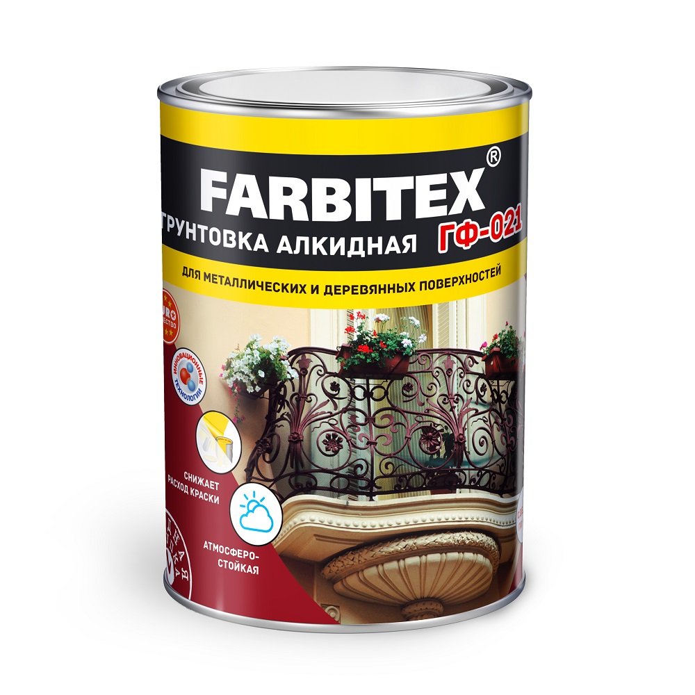 Грунтовка ГФ-021 FARBITEX красно-коричневая 1,8кг - 4300006017 - купить в АПлайн