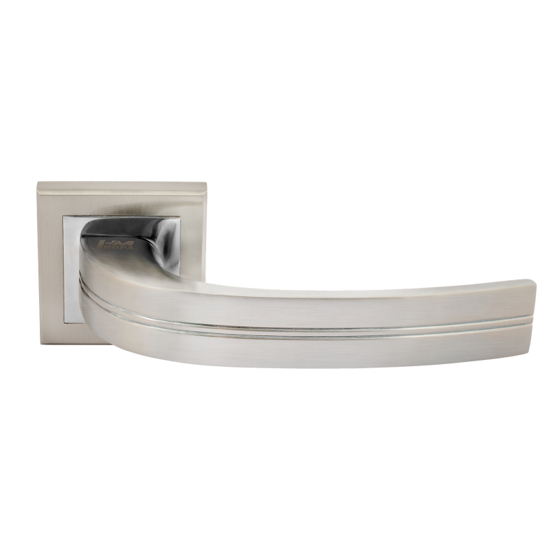 Ручки дверные на розетке матовый хром/никель "НОРА" AL 106К AL  квадратное осн. _