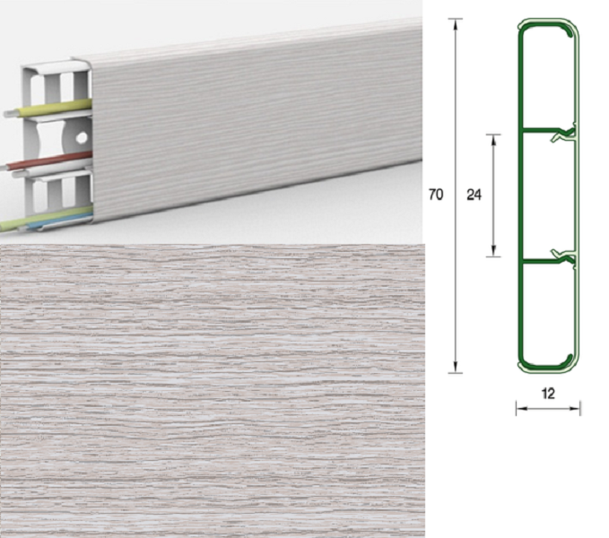 Наличник "Деконика" с кабель-каналом 70мм 2,2м, 253 Ясень серыйД-Н70 253 ЯСН СЕР- купить в АПлайн