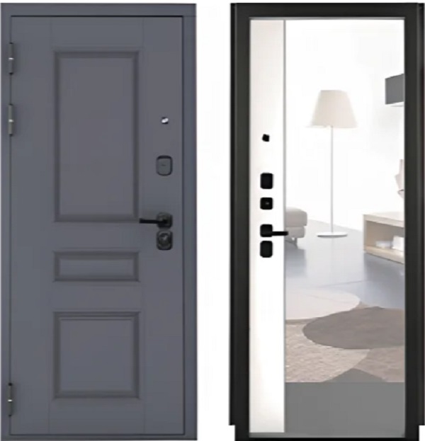 Дверь металлическая ДЕЛЬТА Зеркало Графит / Белый софт 2050х860-L левая 2050х860-L- купить в АПлайн