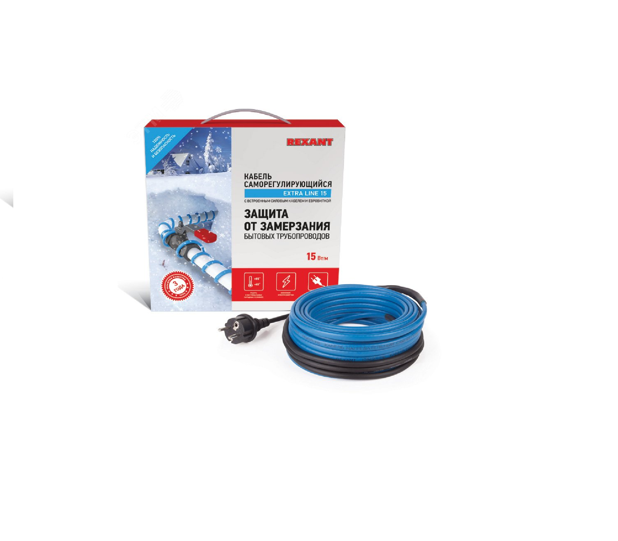 Кабель для обогрева труб саморегулируемый (на трубу) длина 25м (комплект) REXANT