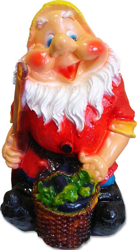 Фигура садовая гипс Гном с баклажанами 370х210мм арт. 152арт. 152- купить в АПлайн