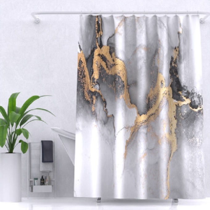 Штора для ванной комнаты ZALEL Мрамор 180х200 полиэстерс, кольцами, с утяжелителем YT-Marble147 - YT-Marble147 - купить в АПлайн