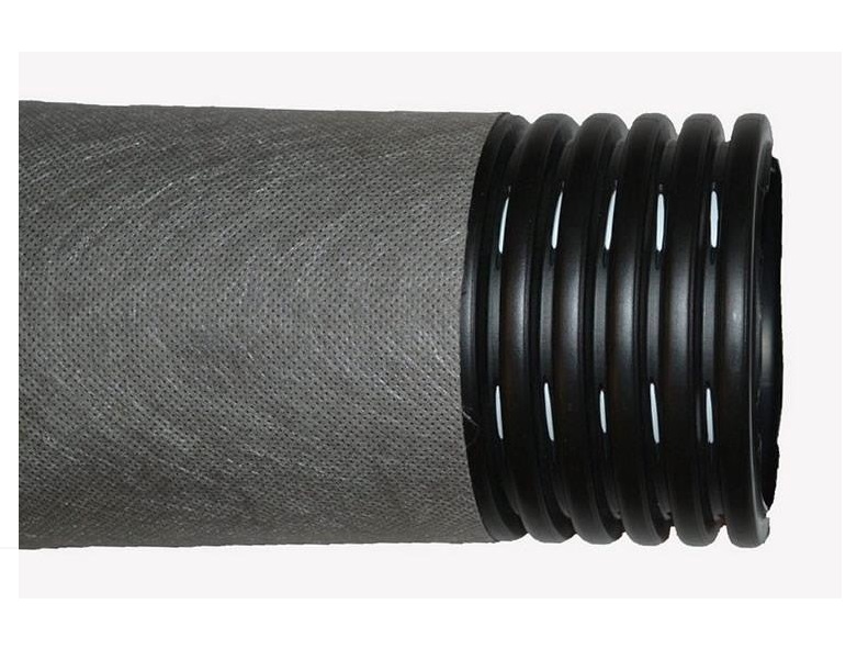 Труба дренажная ПНД D200 мм одностенная с перфорацией и геотканью