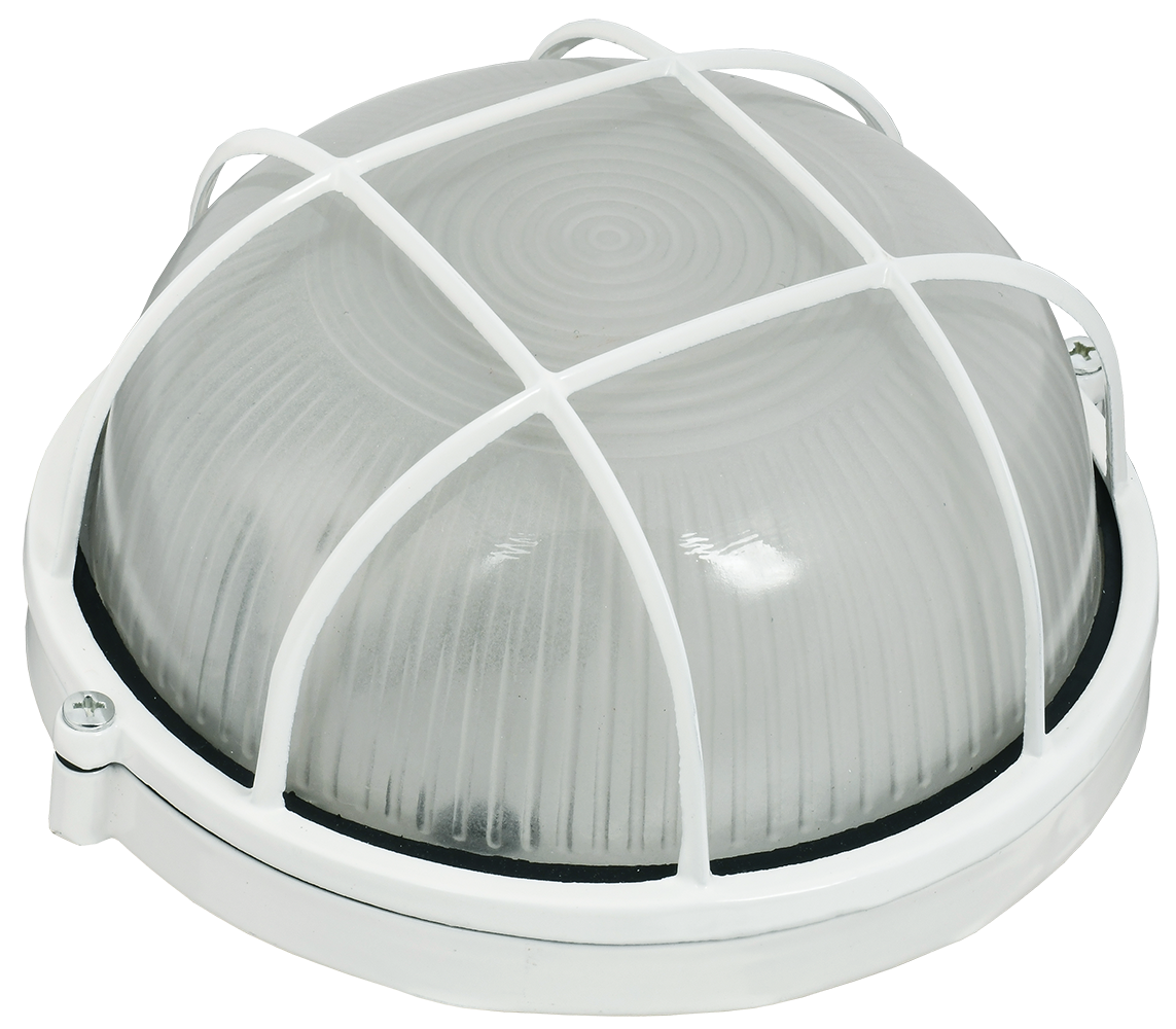 СВЕТИЛЬНИК ПЫЛЕВЛАГОЗАЩ. КРУГЛЫЙ С РЕШЕТКОЙ БЕЛЫЙ 100ВТ IP54 АРТ. 0107-0055