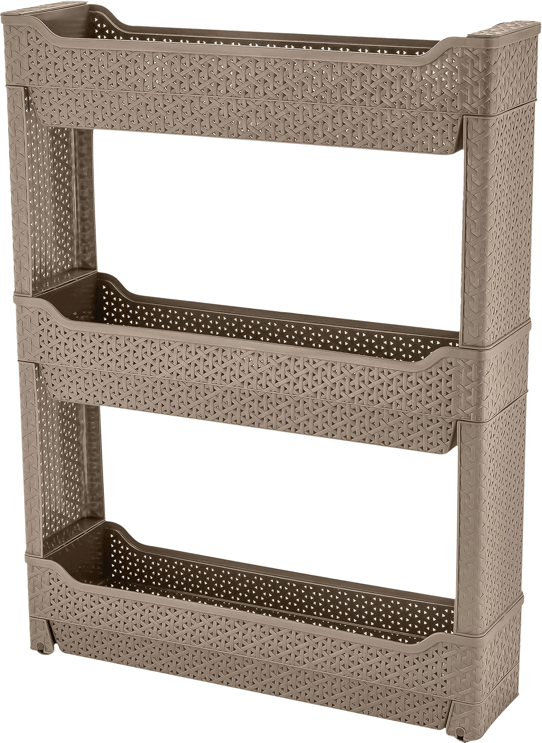 ЭТАЖЕРКА ПЛАСТ. УНИВЕРСАЛЬНАЯ "WENGE" УЗКАЯ 3-СЕКЦИОННАЯ, 595Х135Х690 ММ (БЕЖЕВЫЙ) 221307727/03