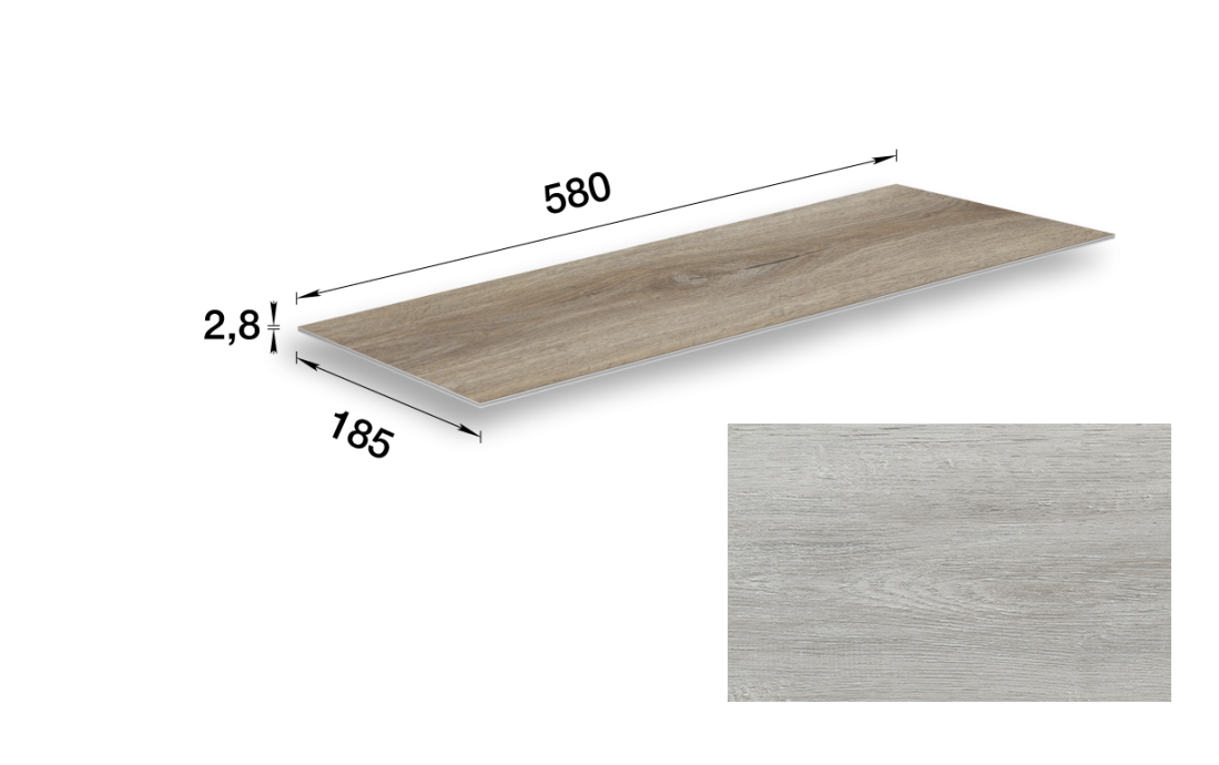 SPC-плитка стеновая 256 Ясень северный 185х580х2,8мм "Идеал Керама" 