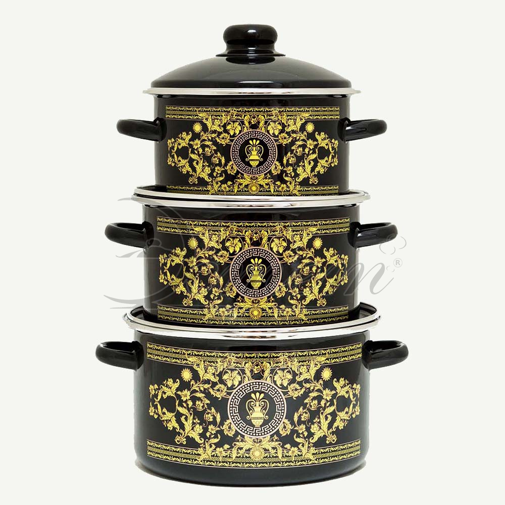 Набор посуды эмал.ЭСТЕТ 2,3,4л  Греческий узор ЭТ-75295