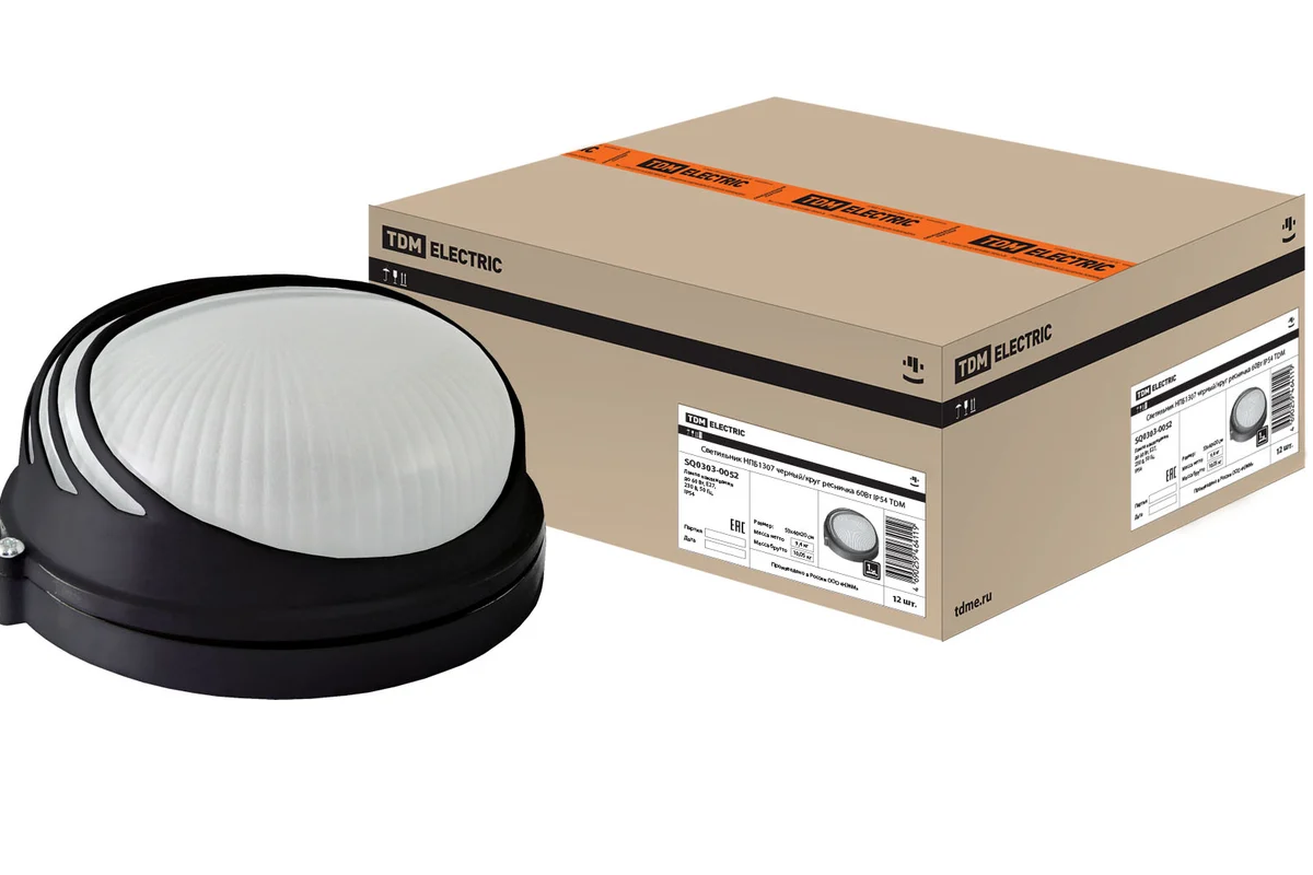 Светильник пылевлагозащ. круглый черный реснич. 60Вт E27 IP54 TDM SQ0303-0052