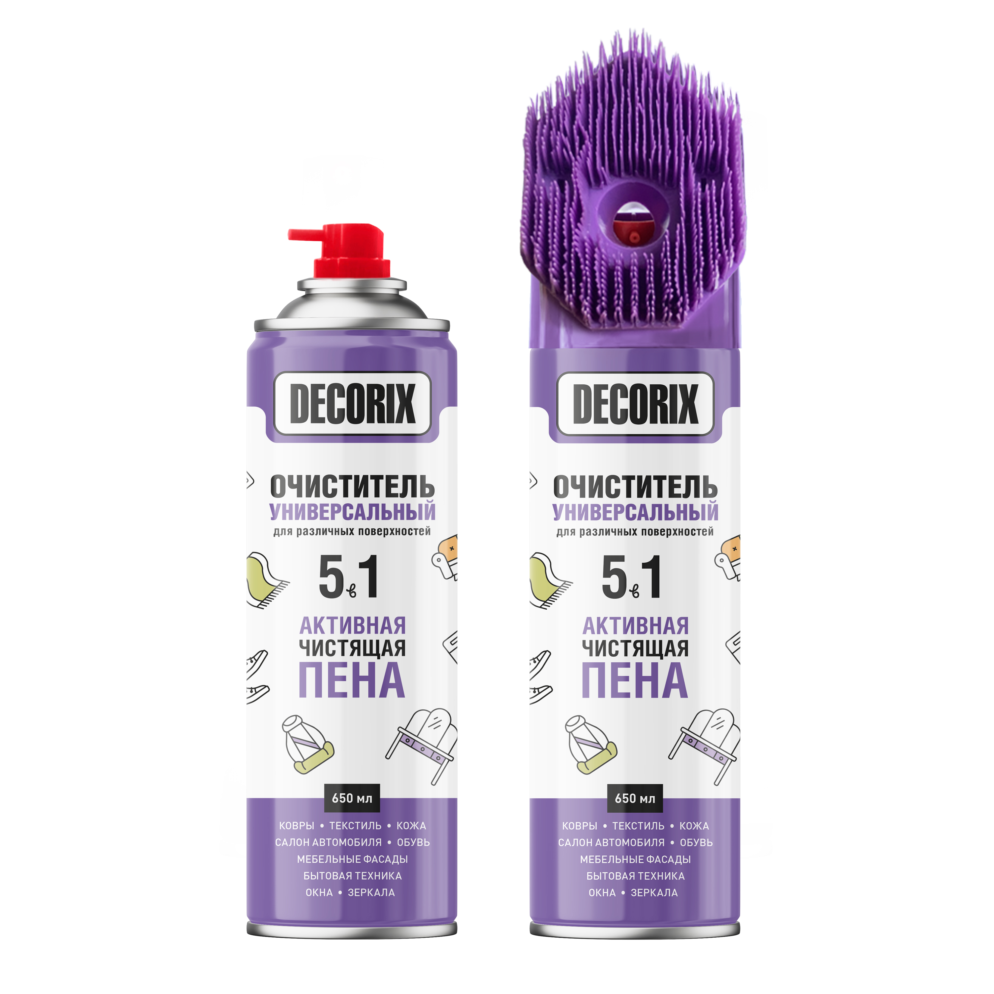Очиститель универсальный 5в1 Decorix с активной пеной и колпачком-щеткой 650мл0419-00 DХ- купить в АПлайн