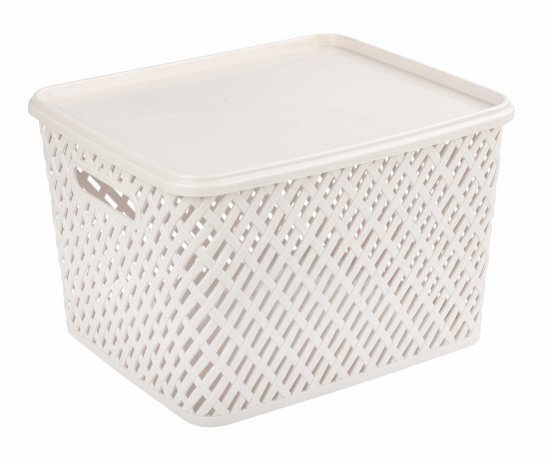 Корзина пласт. Плетенка бежевая 355х305х230мм М3552