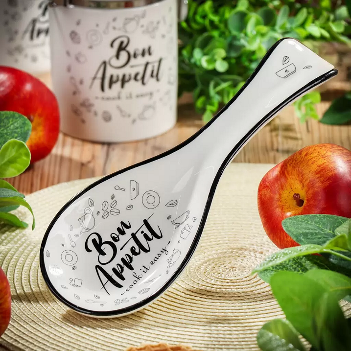 Подставка для ложки керам. доломит Daniksт Бон Аппетит фигурная 24.7х9см 455652