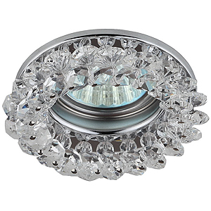 СВЕТИЛЬНИК ВСТР. GU5.3 "ЭРА" DK16 CH/WH/ВК "КРУГЛЫЙ С МЕЛКИМИ ХРУСТАЛИКАМИ" ХРОМ/ПРОЗРАЧНЫЙ /463/ - DK16 CH/WH/ВК - купить в АПлайн