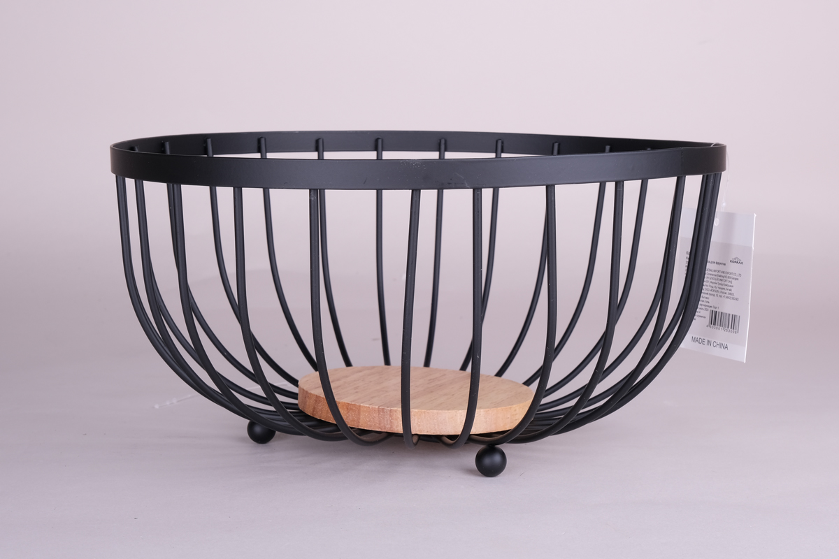 Ваза для фруктов металл. 25х13.5см черная 7374