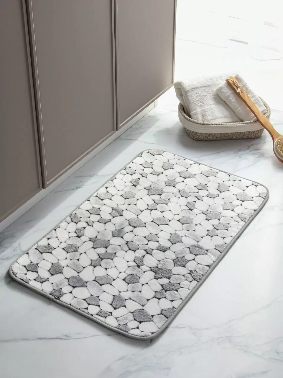 Коврик для ванной комнаты 0.5х0.8м Y4-9932, серая галька505854- купить в АПлайн