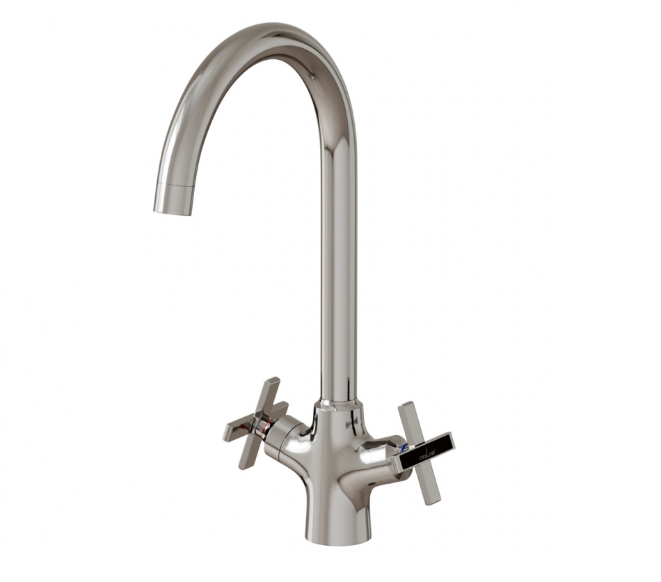 Смеситель для кухни "MIXLINE" хром 1/2 кер. ML37-032  "Cross" высокий излив арт. 553894553894- купить в АПлайн