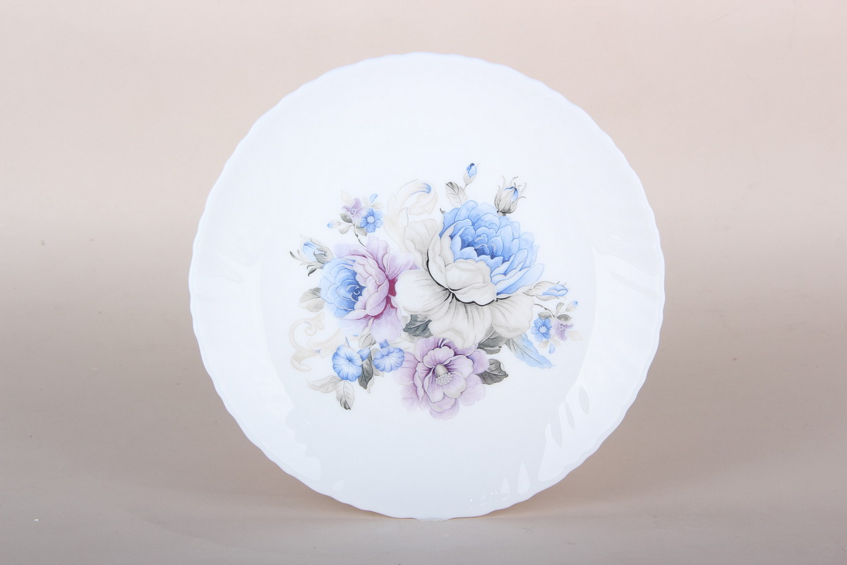 Тарелка стеклокерам. Blue flowers 24см плоская LHP-95-7326