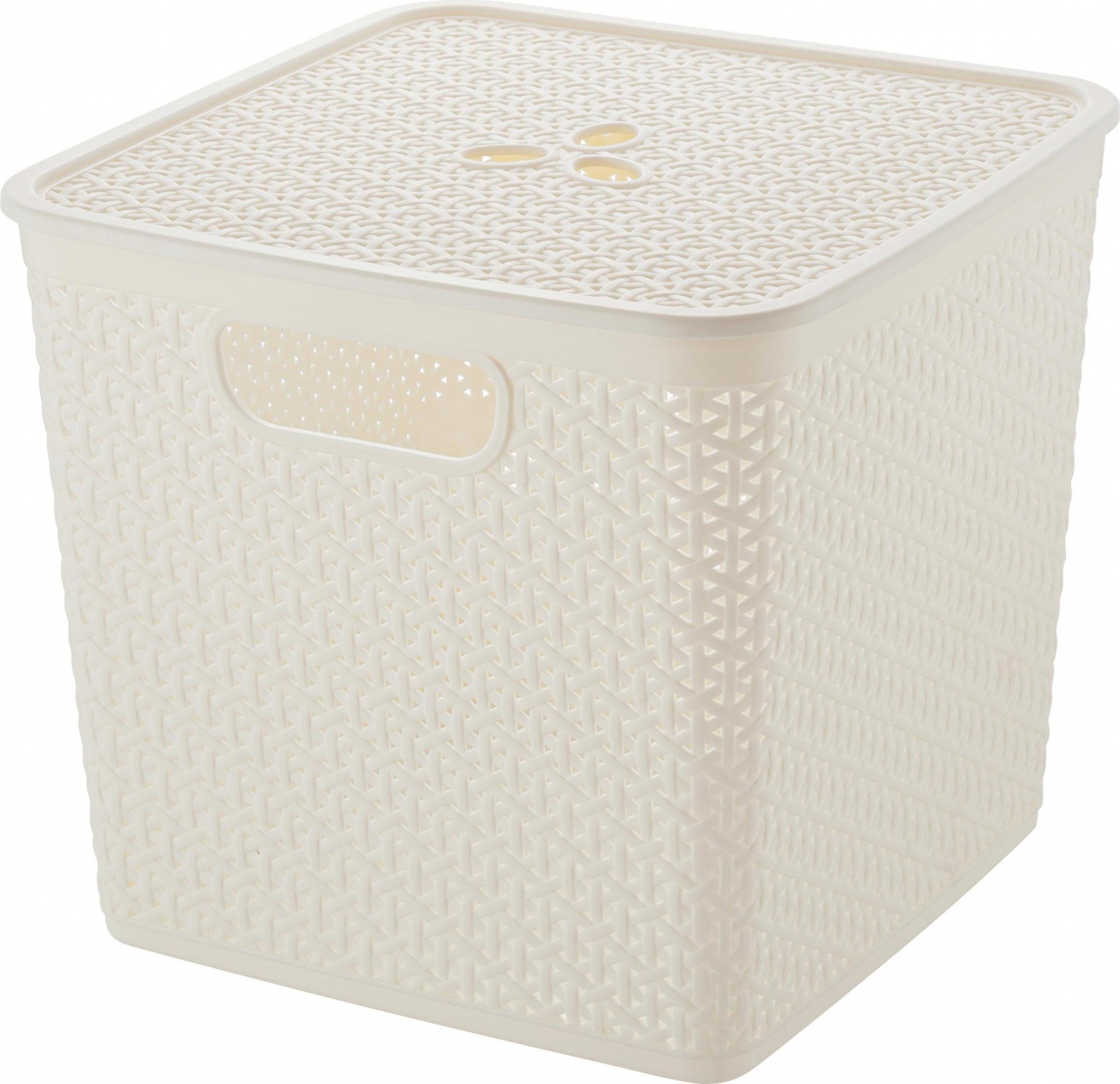 Корзина для хранения пласт. Keeplex Rattan 21л со съемной крышкой белое облако KL130511048