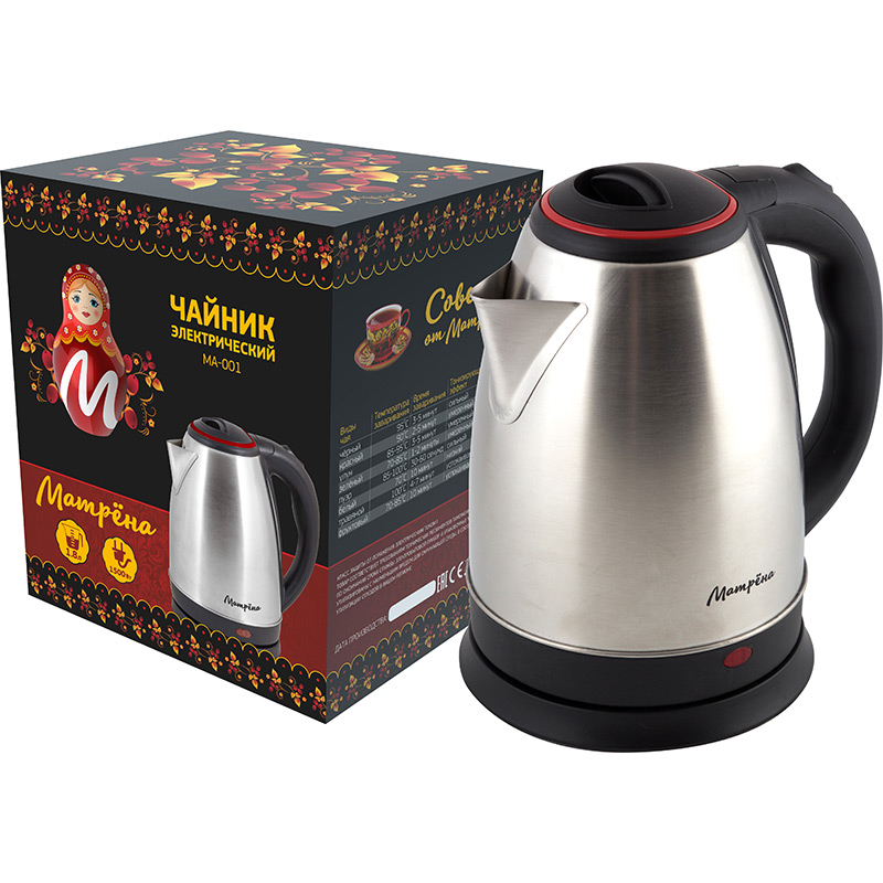 Чайник электрический МАТРЕНА МА-001 1,8л нерж.сталь 05457 МА-001