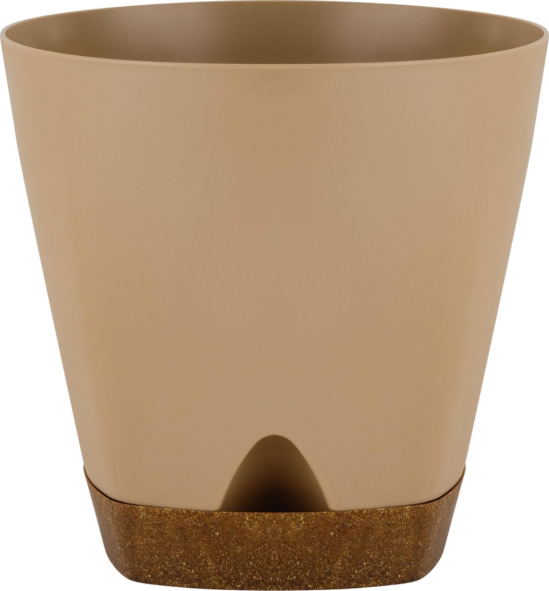 Горшок для цветов пласт. WOOD 140мм 1,35л молочный шоколад/бук  IG609910047