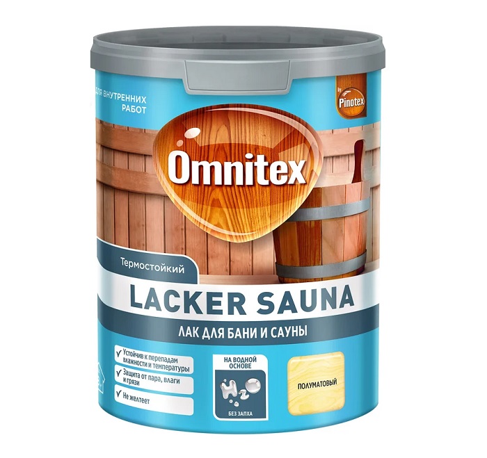 Лак Omnitex (PINOTEX) LACKER SAUNA 20 на водной основе п/мат 1л***50035742- купить в АПлайн