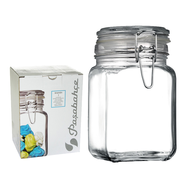 Банка стекл. PASABAHCE Кремлин 1300мл с мет. клипсой 97628