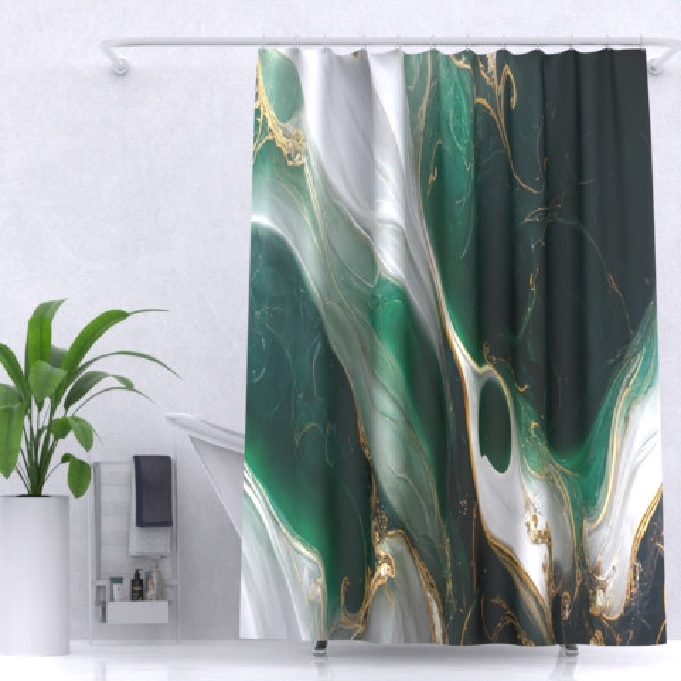 Штора для ванной комнаты ZALEL Marble 180х200 полиэстерс, кольцами, с утяжелителем YT-Marble168 - YT-Marble168 - купить в АПлайн