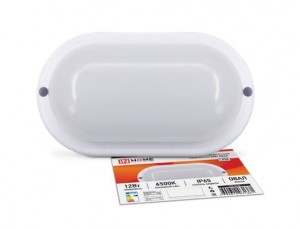 СВЕТИЛЬНИК ПЫЛЕВЛАГОЗАЩ. СВ/Д ОВАЛЬНЫЙ БЕЛЫЙ 12Вт 230В 6500К 960Лм IP65 IN HOME /361