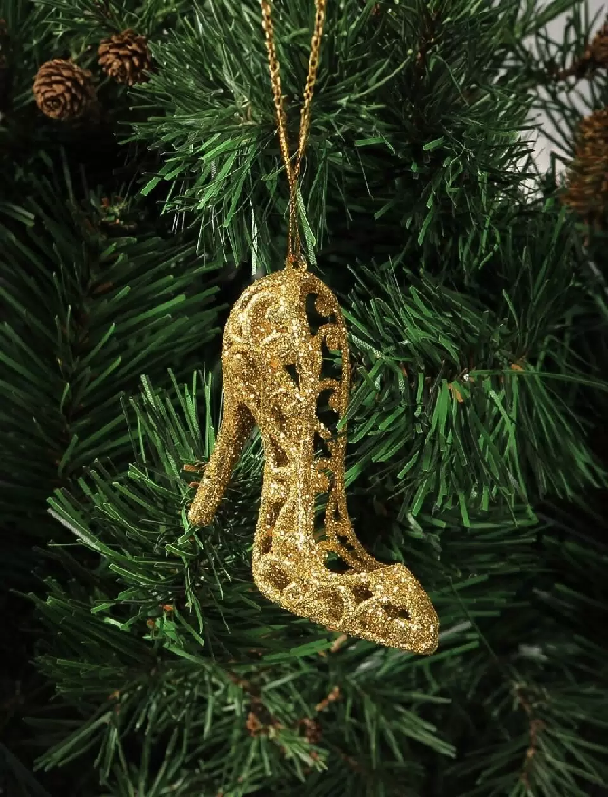 Елочное украшение Туфли 2шт золотое 7х8см SYZFGJE-1122107G 421823 - SYZFGJE-1122107G 421823 - купить в АПлайн