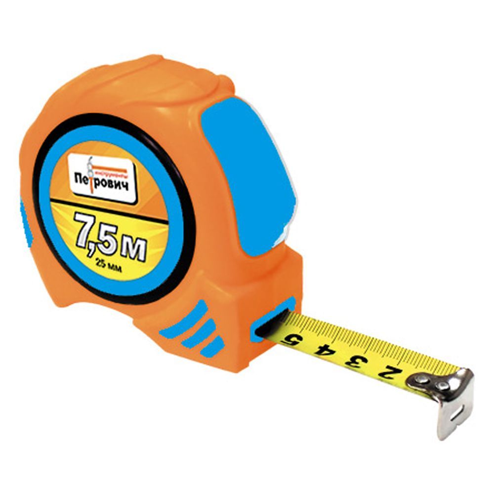 Рулетка 7,5мх25мм обрезиненная Петрович П002-0725 