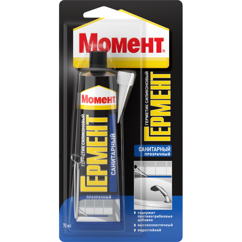 Герметик силиконовый санитарный МОМЕНТ ГЕРМЕНТ прозрачный 60мл /30400153040015- купить в АПлайн