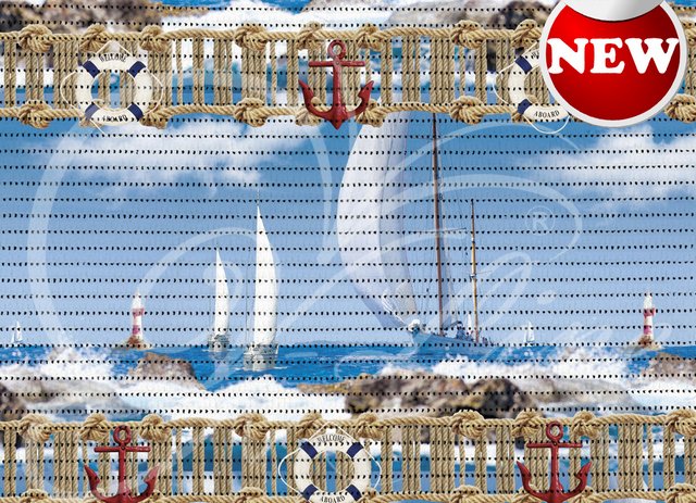 КОВРИК МЕРНЫЙ ПВХ ШИР.0,65М ФОТОПЕЧАТЬ /FV25/ КОРАБЛИ, ЯКОРЯ